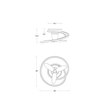 Load image into Gallery viewer, Veloce Outdoor LED Flush Mount Ceiling Fan - line drawing.

