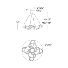 Load image into Gallery viewer, Woven LED Pendant Light - line drawing.
