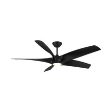 Load image into Gallery viewer, Zephyr Outdoor LED Downrod Ceiling Fan in Matte Black.
