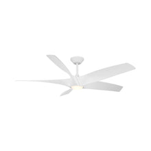 Load image into Gallery viewer, Zephyr Outdoor LED Downrod Ceiling Fan in Matte White.
