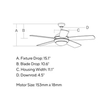 Load image into Gallery viewer, Discus Outdoor LED Ceiling Fan - line drawing.
