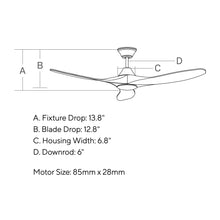 Load image into Gallery viewer, Maverick II Ceiling Fan - line drawing.

