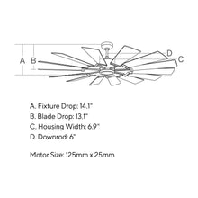 Load image into Gallery viewer, Prairie LED Ceiling Fan - line drawing.
