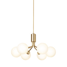 Load image into Gallery viewer, Apiales Chandelier in Brushed Brass/Opal White (6-Light).
