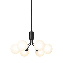 Load image into Gallery viewer, Apiales Chandelier in Satin Black/Opal White (6-Light).

