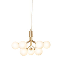 Load image into Gallery viewer, Apiales Chandelier in Brushed Brass/Opal White (9-Light).
