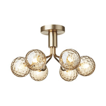 Load image into Gallery viewer, Apiales Semi Flush Mount Ceiling Light in Brushed Brass/Optic Gold (6-Light).
