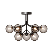 Load image into Gallery viewer, Apiales Semi Flush Mount Ceiling Light in Satin Black/Smoked Black (9-Light).
