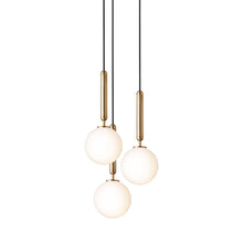 Load image into Gallery viewer, Miira Chandelier in Brass/Opal White (3-Light/13.6-Inch).

