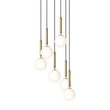 Load image into Gallery viewer, Miira Chandelier in Brass/Opal White (6-Light/13.6-Inch).
