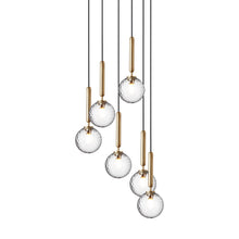 Load image into Gallery viewer, Miira Chandelier in Brass/Optic Clear (6-Light/13.6-Inch).
