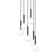 Load image into Gallery viewer, Miira Chandelier in Rock Grey/Opal White (6-Light/13.6-Inch).
