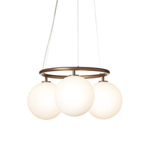 Load image into Gallery viewer, Miira Circular Chandelier in Dark Bronze/Opal White (3-Light).
