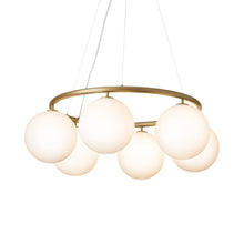 Load image into Gallery viewer, Miira Circular Chandelier in Brass/Opal White (6-Light).

