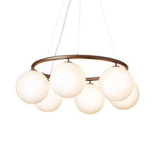 Load image into Gallery viewer, Miira Circular Chandelier in Dark Bronze/Opal White (6-Light).
