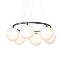 Load image into Gallery viewer, Miira Circular Chandelier in Rock Grey/Opal White (6-Light).
