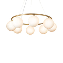 Load image into Gallery viewer, Miira Circular Chandelier in Brass/Opal White (8-Light).
