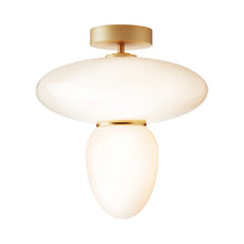 Load image into Gallery viewer, Rizzatto Semi Flush Mount Ceiling Light in Satin Brass.
