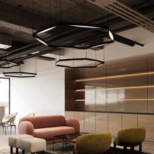 Load image into Gallery viewer, Ola™ LED Linear Pendant Light in living room.
