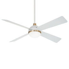 Load image into Gallery viewer, Orb LED Ceiling Fan in Flat White/Soft Brass.
