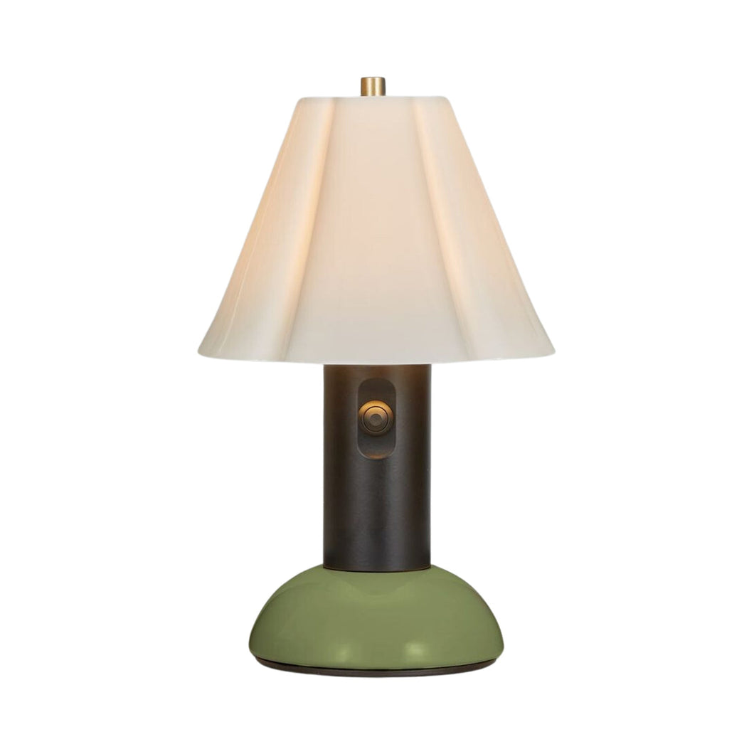 Blossom Outdoor LED Portable Table Lamp in Olive Green.