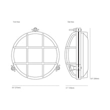 Load image into Gallery viewer, Brass Bulkhead Wall Light - line drawing.

