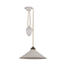 Load image into Gallery viewer, Cobb Pendant Light in Natural White/Antique Brass (Large).
