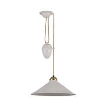Load image into Gallery viewer, Cobb Pendant Light in Natural White/Satin Brass (Large).
