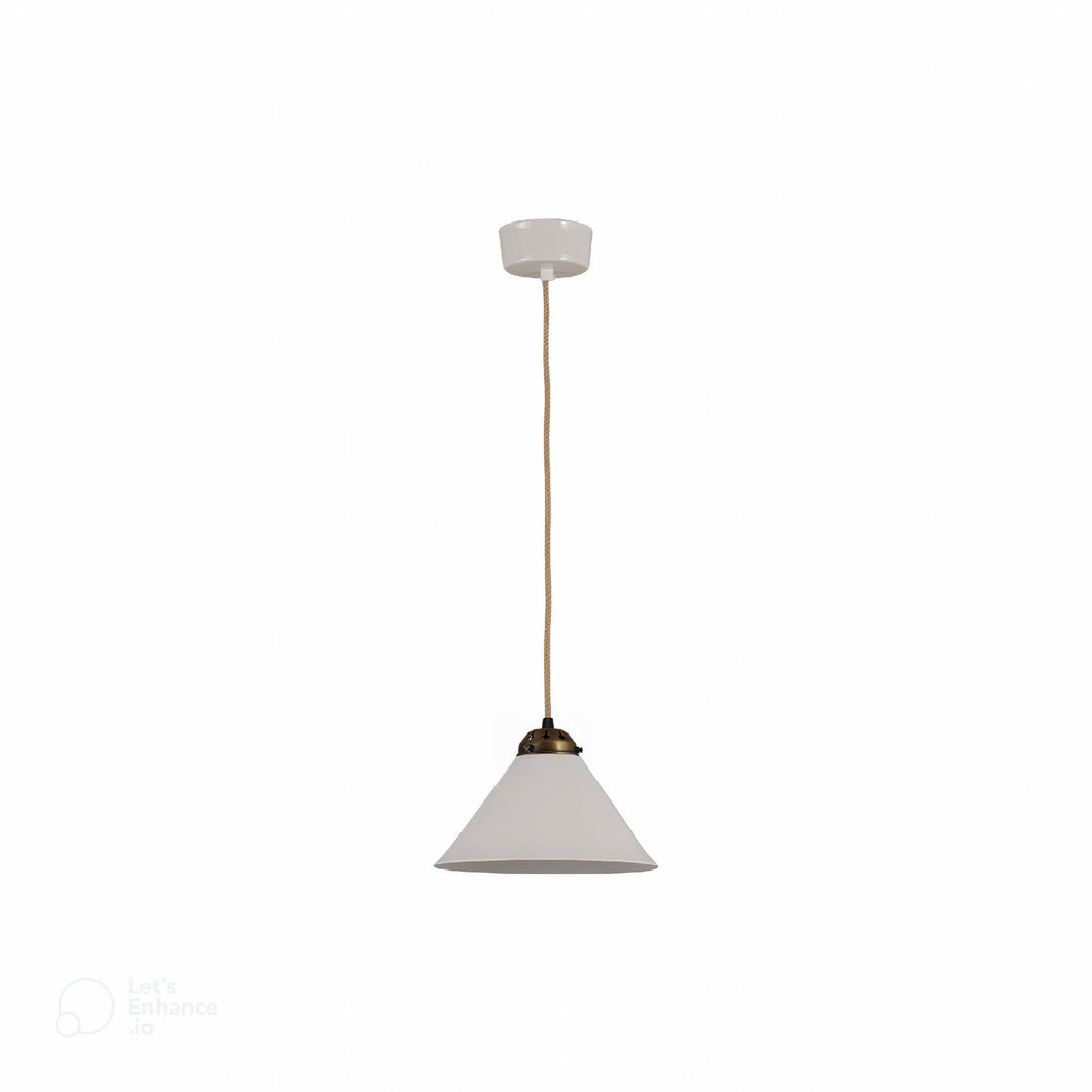 Cobb Plain Pendant Light in Natural White/Antique Brass (Small).