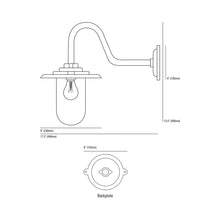 Load image into Gallery viewer, Exterior Bracket Light 1-Light Outdoor Wall Light - line drawing.
