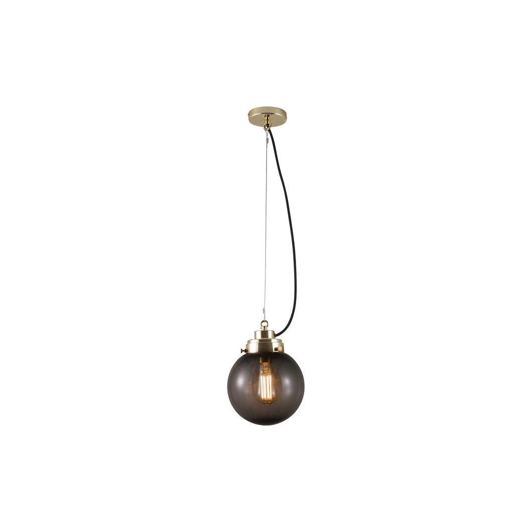 Globe Pendant Light in Anthracite/Brass (Small).