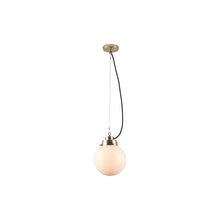 Load image into Gallery viewer, Globe Pendant Light in Opal/Brass (Small).
