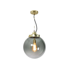 Load image into Gallery viewer, Globe Pendant Light in Seedy Anthracite/Brass (Medium).
