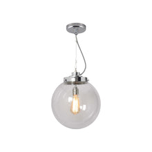 Load image into Gallery viewer, Globe Pendant Light in Seedy Clear/Chrome (Medium).
