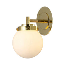 Load image into Gallery viewer, Globe Wall Light in Polished Brass/Opal.
