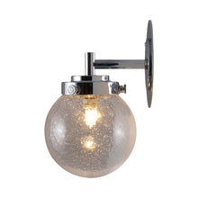 Load image into Gallery viewer, Globe Wall Light in Polished Chrome/Seedy Clear.
