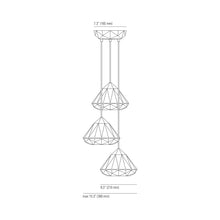 Load image into Gallery viewer, Hatton Multi-Light Pendant Light - line drawing.
