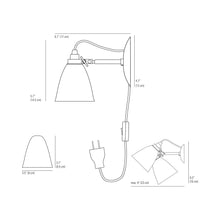 Load image into Gallery viewer, Hector Dome Plug-In Wall Light - line drawing.
