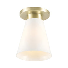 Load image into Gallery viewer, Hector Flowerpot Flush Mount Ceiling Light in Satin Brass.
