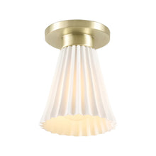 Load image into Gallery viewer, Hector Pleat Flush Mount Ceiling Light in Satin Brass (Medium).
