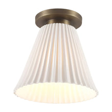 Load image into Gallery viewer, Hector Pleat Flush Mount Ceiling Light in Antique Brass (Large).
