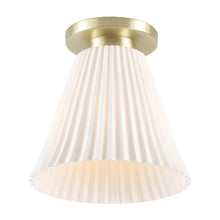 Load image into Gallery viewer, Hector Pleat Flush Mount Ceiling Light in Satin Brass (Large).
