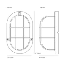 Load image into Gallery viewer, Oval Aluminium Indoor/Outdoor Wall Light - line drawing.

