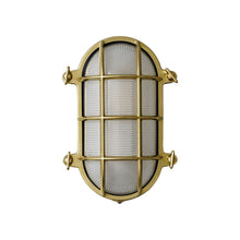 Load image into Gallery viewer, Oval Brass Bulkhead Indoor/Outdoor Wall Light.
