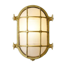 Load image into Gallery viewer, Oval Brass Bulkhead Indoor/Outdoor Wall Light in Polished Brass (Large).
