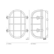 Load image into Gallery viewer, Oval Brass Bulkhead Indoor/Outdoor Wall Light - line drawing.
