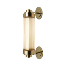 Load image into Gallery viewer, Pillar Offset LED Wall Light in Polished Brass.
