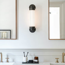 Load image into Gallery viewer, Pillar Offset LED Wall Light in bathroom.
