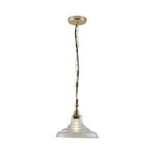 Load image into Gallery viewer, School Pendant Light in Clear/Brass (9.75-Inch).
