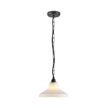 Load image into Gallery viewer, School Pendant Light in Opal/Weathered Brass (9.75-Inch).
